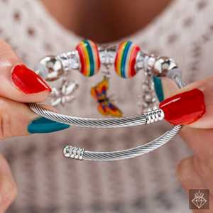 Bracelet à breloques mode en argent multicolore anti-ternissement PRAO - Product Image 4