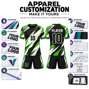 Uniforme de Fútbol Personalizado, Diseño Geométrico Negro y Verde, Sublimado, Absorbente de Humedad, Manga Corta, Unisex para Adultos, Corte Atlético - Product Image 5