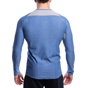 T-shirt de sport pour homme en polyester/coton, manches courtes, col en V, léger, respirant, anti-boulochage, tricoté, coupe régulière - Product Image 3