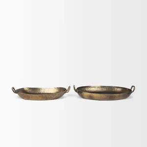 Bandeja de Servir de Metal con Acabado Dorado de Lujo, Hecha a Mano, Adornos Modernos para el Hogar, Aluminio con Cuerda para Colgar, Estilo Boutique, Tema de Frutas, Navidad - Product Image 1