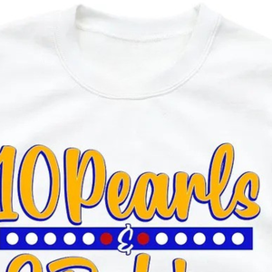 Sudadera con cuello redondo de 10 perlas y dos rubíes, color blanco, con letras griegas personalizadas, estilo casual, de manga larga, de forro polar - Product Image 5