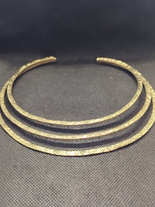 Handmade Brass Hasli <b>Necklace</b> | Brass Collar <b>Necklace</b> | Gold Plated Natural Stone Pendant | Traditional Wedding Statement - Product Image 2