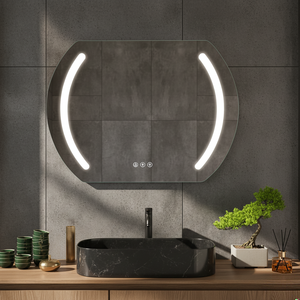 Miroir de salle de bain moderne Daystar Trade en verre irrégulier avec rétroéclairage LED, double éclairage latéral, capteur tactile, miroir de vanité mural - Product Image 3
