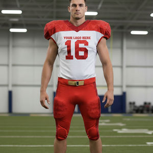 Nouvel ensemble d'uniformes de football américain de qualité supérieure pour hommes, séchage rapide, manches courtes, couleur unie - Product Image 2