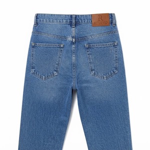 Jean en denim délavé coupe droite taille haute pour homme, coupe régulière, en coton, bleu décontracté, style printemps - Product Image 2