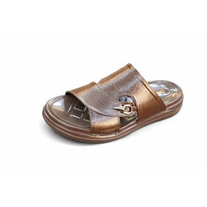LEATHER STUDIO Handmade High Quality Unisex Solid Leather Sandals Flat Massage Upper <b>Rubber</b> Insole Slip Resistant All Seasons - Product Image 1