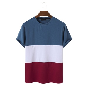เสื้อยืดแฟชั่นคัลเลอร์บล็อก คอตตอนคอกลม สตรีทแวร์ รับผลิตแบบ OEM แบรนด์ส่วนตัว ขายส่ง เสื้อผ้าลำลองผู้ชาย ผู้ผลิต - Product Image 1