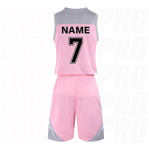 Uniforme de basket-ball surdimensionné personnalisé rose et gris, de bonne qualité, ensemble maillot et short de basket-ball personnalisés - Product Image 6
