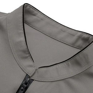 Men's Stand Collar <b>Zip</b> T-<b>Shirt</b> Long Sleeve Solid Color Casual Knitted Top 100% Cotton 120g Anti-Wrinkle Front Logo for Commuting - Product Image 6