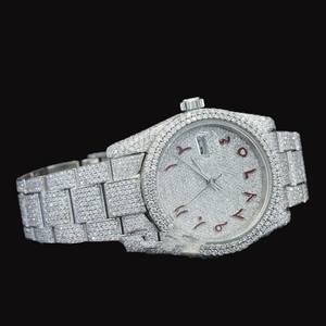 Luxury Diamond Man's <b>Iced</b> <b>Out</b> <b>Watch</b> Stainless Steel Case VVS1 Mossionite Diamond Arabic Dial Date Display Men Gift - Product Image 4