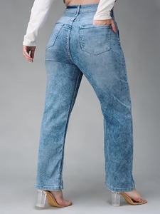 Women's Casual Denim Pants & Trousers-<b>Boot</b> Cut Mid Waist Knee Length Vintage Style Eco-Friendly Washable - Product Image 6