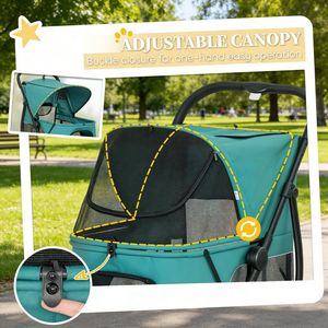 Passeggino Grande per Cani, Regolabile, Pieghevole, Impermeabile, con Cintura e Chiusura a Cerniera, per Viaggi all'Aperto, Compatibile con Auto - Product Image 2
