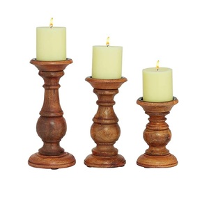 Portavelas decorativo de madera maciza con acabado artesanal para velas de té, centro de mesa para el hogar y decoración festiva - Product Image 5