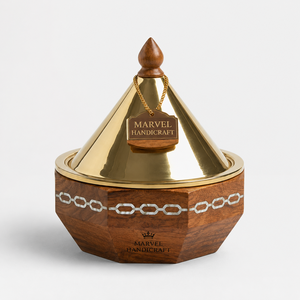 Olla Tajín Aislada de Madera Premium Marvel Handicraft con Tapa de Acero Inoxidable Dorado, Servidor de Comida Caliente de Lujo, Regalo, Vajilla - Product Image 1