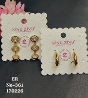 Ensemble de boucles d'oreilles clous géométriques tendance pour femme en acier inoxydable plaqué or de qualité supérieure, avec perles d'imitation et diamants américains, style affirmé
