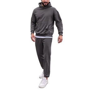Chándal básico de alta calidad para gimnasio, entrenamiento físico, impresión personalizada, última moda, ropa deportiva, conjunto de pantalones de chándal con cremallera y Sudadera con capucha para hombre - Product Image 1