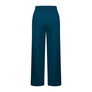 Pantalones anchos de cintura media para mujer, color verde liso, de crepé, corte holgado, largo completo, cintura elástica, estilo casual de invierno, antiarrugas. - Product Image 6
