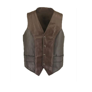 Mens Real Cowhide Leather Vest Sleeveless Motorbike Rider <b>Waistcoat</b> Winter Windproof Outdoor Casual Fashion OEM Service Pro Pro - Product Image 2