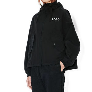 Chaqueta Cortavientos con Capucha, Impermeable, de Nailon, con Cierre Bidireccional, Cordón Ajustable en el Bajo, Ligera, Personalizable, de Moda - Product Image 1