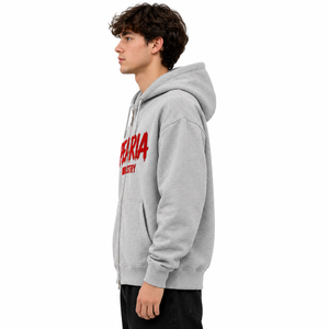 Sweat à capuche unisexe surdimensionné en coton éponge 400 grammes, fermeture éclair, couleur unie, style décontracté vintage, en molleton tricoté pour l'hiver - Product Image 4