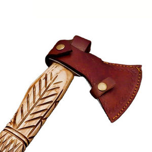 Burraq Custom 17" Tomahawks Axe Head, lame en acier inoxydable, manche en bois de rose, fourreau en cuir fait main, tranchant de coupe de 4 1/2 pouces, camping - Product Image 3