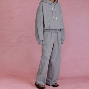 Ensemble sweat à capuche et pantalon unisexe vintage streetwear 100 % coton respirant coupe classique – Vente en gros - Product Image 2