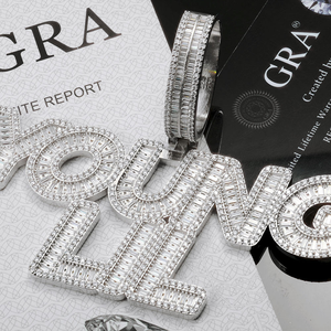 Collar de moda para hombre, estilo hip hop, con colgante YOUNG LIL de moissanita, con piedras baguette, ideal para fiestas, regalo. - Product Image 3