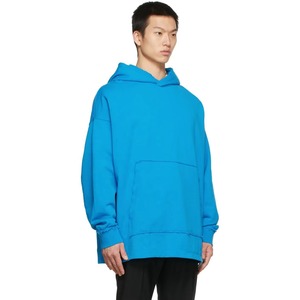 Sudadera con Capucha Azul Extra Grande para Hombre, Color Sólido, Algodón French Terry, Manga Larga, con Bolsillo, Transpirable, para Otoño - Product Image 3