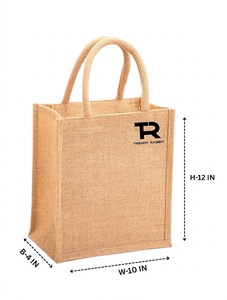 Premium Handcrafted Organic Jute Tote Bag with Reinforced Cotton Handles, Eco-Friendly Reusable Grocery Shopping <b>Handbag</b> - Product Image 5
