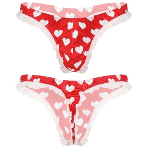 Bikini con stringhe e perizoma da uomo in pizzo con volant a taglio alto per indumenti da notte romantica notte di nozze - Product Image 2