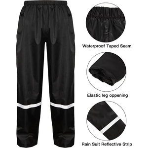 Chaqueta de Senderismo Reversible Negra, Cortavientos, Transpirable, con Tiras Reflectantes, Conjunto Impermeable para Adultos Unisex - Product Image 3