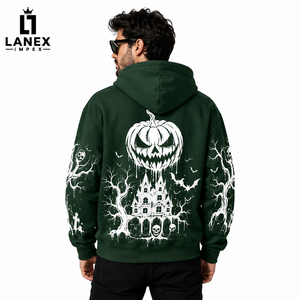 Servicio de Fabricación Personalizada de Sudaderas con Cremallera para Halloween, Chaqueta de Forro Polar Suave con Cremallera Completa y Estampado Gráfico de Bruja, Murciélago y Calabaza - Product Image 4