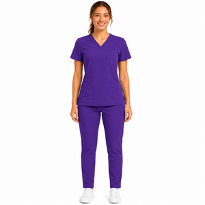 Scrubs Custom Logo Printed Canvas Breathable Unisex Hospital Medical Nursing Uniforms Needle Detection Seamless <b>Fusing</b> Summer - Product Image 1