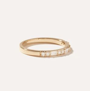 Baguette Cut Half <b>Eternity</b> Moissanite 2MM Luxury Wedding Band 925 Sterling <b>Silver</b> Gold Plated Stackable Bridal <b>Ring</b> Gift Her - Product Image 3