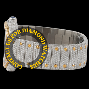Latest Design Square <b>Case</b> Two Tone Skeleton Dial Full Iced Moissanite Diamond White Gold Quartz Hip Hop Style Bust Down <b>Watch</b> - Product Image 5