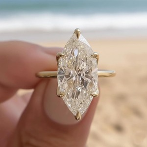 Bague de fiançailles solitaire AFAR JEWELS pour femme, diamant de laboratoire de 5,00 ct, pureté VS1, certifié IGI, taille marquise, or 14 carats, tendance mariage - Product Image 1