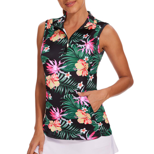 Chemises polo sans manches à fermeture éclair pour femmes, athlétiques et professionnelles, en tissu respirant pour les sports de plein air et le golf. - Product Image 6