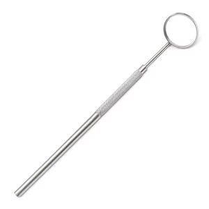 Miroir buccal dentaire en argent avec poignée moletée, instrument chirurgical manuel de classe I - Product Image 4