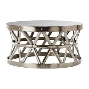 Luxury Design <b>Round</b> Coffee <b>Table</b> with Polished Hammered Copper Top and Black Metal Rivet Base for Modern Living Room - Product Image 4