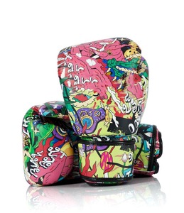 Guantes de Boxeo Ligeros de Cuero con Estampado de Sublimación Colorido, Cierre de Gancho y Bucle, Equipo de Protección Unisex de Moda, Conjunto Combinado - Product Image 1