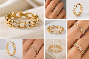 แหวนเพชรเลี้ยงในห้องปฏิบัติการ ชุบทอง 14K ทรงกลมเจียระไนแบบบริลเลียนท์ ดีไซน์หรูหราแบบโซ่คล้องกระดาษ เครื่องประดับชั้นดีสำหรับผู้หญิง - Product Image 4