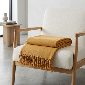 Plain Throw Yellow Woven Soft Fabric Solid Long Lightweight Decorative Throw Blanket Home Textile Scarves <b>Shawls</b> Sofa Coverlet - Product Image 4