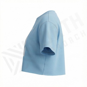เสื้อครอปท็อปผู้หญิงผ้าฝ้ายสีตามสั่ง แฟชั่นทรงเข้ารูป กระชับรูปร่าง เสื้อยืดสั้น สตรีทแวร์ ฟิตเนส ออกกำลังกาย เสื้อผ้ากีฬา - Product Image 3