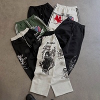Pantalon de survêtement graphique streetwear personnalisé pour homme, coupe oversize, patchwork croisé, style athlétique