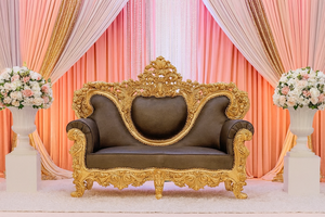 Royal Carving Bride Groom Chairs Luxury Hand Carved Wedding Chairs for Bride and Groom Luxury Wooden Carved Sofa <b>Stage</b> Decor USA - Product Image 5