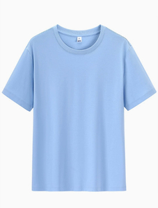T-shirt à manches courtes en coton noir pour homme, col rond, coupe classique, couleur unie, jersey tricoté, col rond - Product Image 3