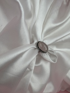 Rose Quartz <b>Ring</b> Round Gemstone <b>Ring</b> Silver Plated <b>Ring</b> Handmade <b>Ring</b> <b>Adjustable</b> <b>Ring</b> - Product Image 2