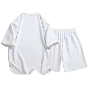 Conjunto Casual de Verano para Hombre, Venta al Por Mayor, Dos Piezas, con Pantalones Cortos de Poliéster/Algodón Tejido Estampado y Camisetas de Secado Rápido y Transpirables - Product Image 1