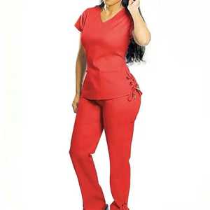 Custom Hospital <b>Scrub</b> <b>Set</b> Factory Size Customized Cotton Satin Fabric Anti-Wrinkle Stretch Unisex Nursing Medical Care Uniform - Product Image 4