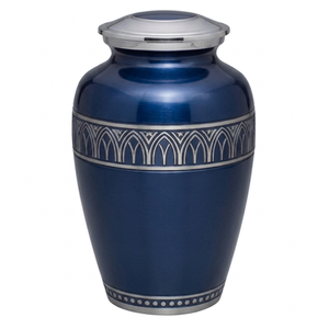 Hermosa urna de cremación personalizable para adultos, de aleación de plata grabada, con acabado en color aguamarina, de aluminio, para cenizas humanas. - Product Image 4